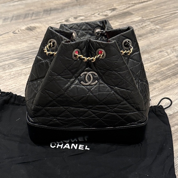 CHANEL Gabrielle Mini Backpack Chain Bag in Quilted Black Leather - Picture 7 of 16